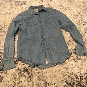 Denim Button-Up Shirt-Lucky Brand- Men’s(M, Classic Fit)